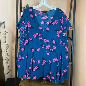 Torrid Peplum Top Flower Print